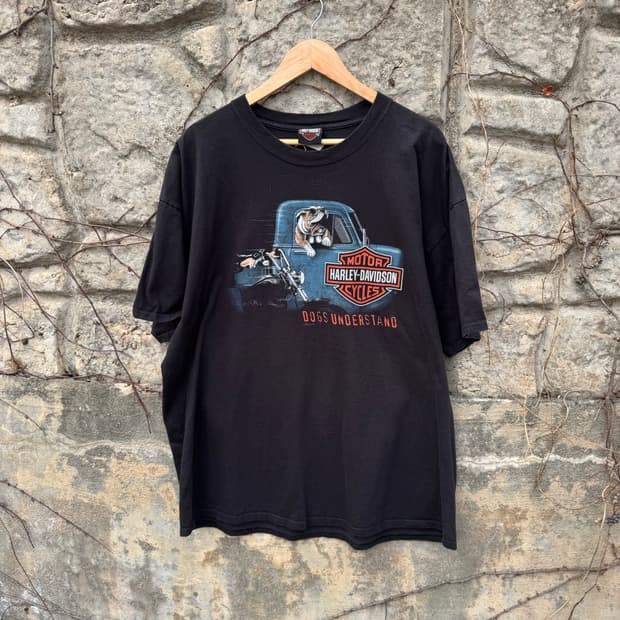 할리데이비슨 빈티지 2013 헤인즈 불독 프린팅 반팔 티셔츠 2xl