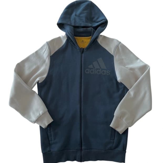 아디다스 네이비 배색 후드집업