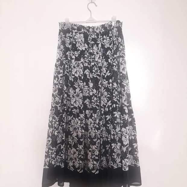 에스닉 오리엔탈 플라워 쉬폰 롱스커트 (착샷o)