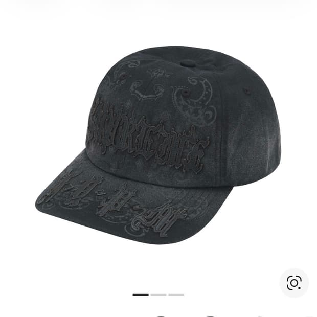 슈프림 레더 아플리케 6-패널 블랙 25ss