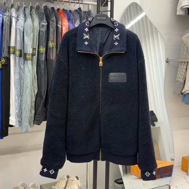 [XL] 루이비통 레더패치 플리스 블루종