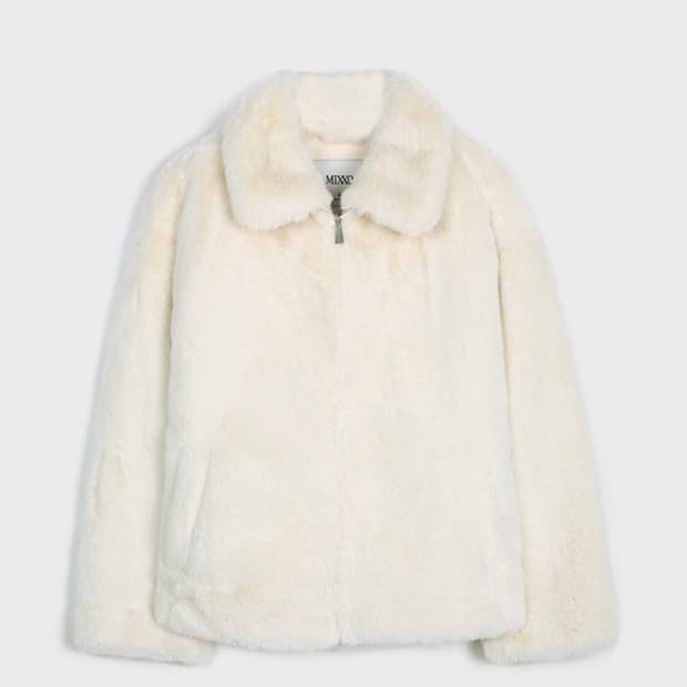 mixxo 짚업 스탠카라 에코퍼 자켓 아이보리 m