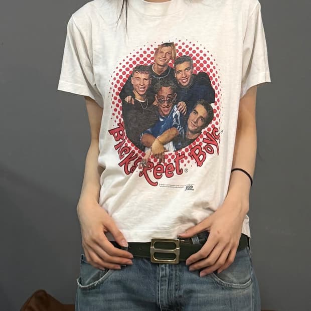 90s 백스트리트 보이즈 아이보리 반팔티
