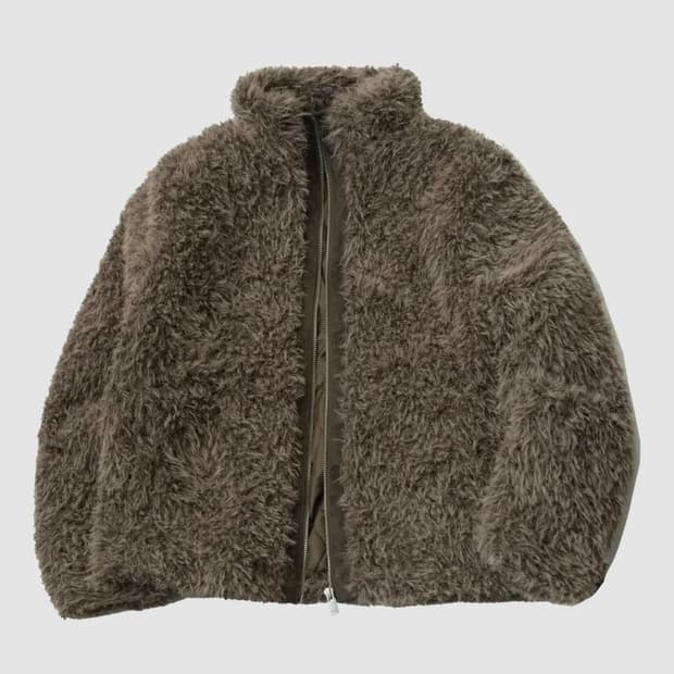 플레이스스튜디오 하이넥 소프트 퍼 우먼즈 풀오버 오버핏 집업자켓 브라운