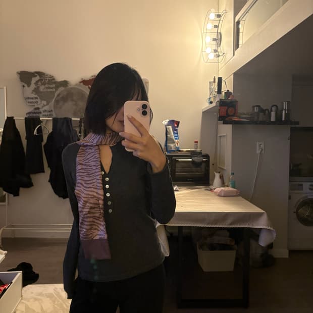 핑크 호피 머플러