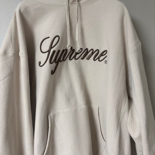 슈프림 자수로고 후드티 본 xxl