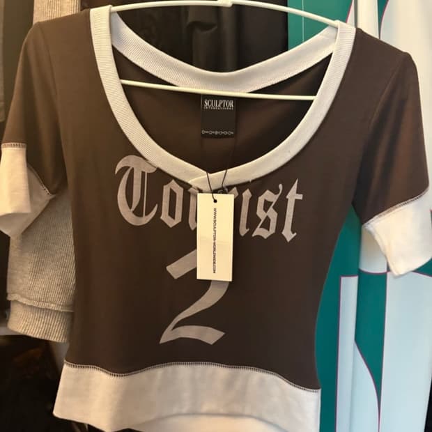 스컬프터 heart neck tee brown S 새상풉