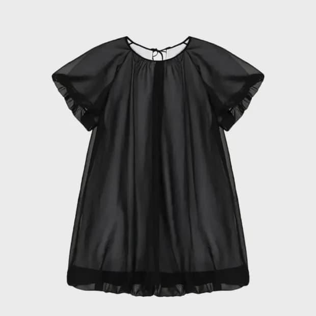 Volume mini dress(sheer black)
