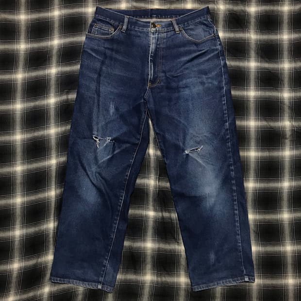 재팬 90s osj 와이드 스트레이트 핏 리얼 페이딩 중청