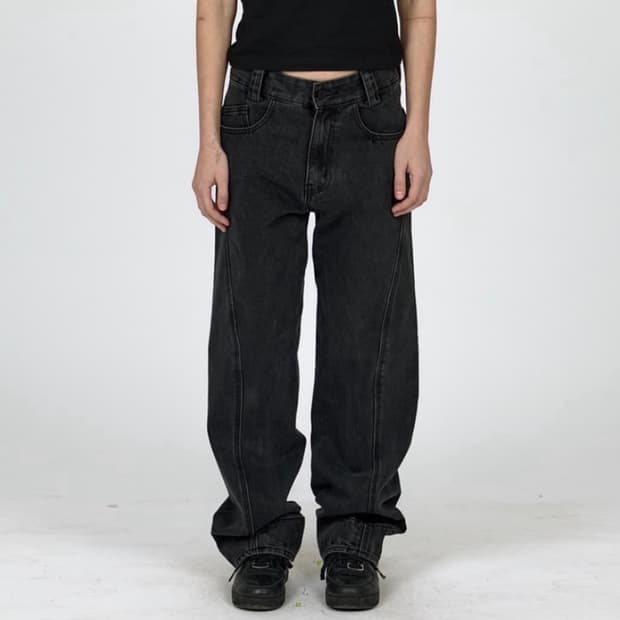  플라스틱 프로덕트 DRIFT DENIM PANTS (BLACK) S