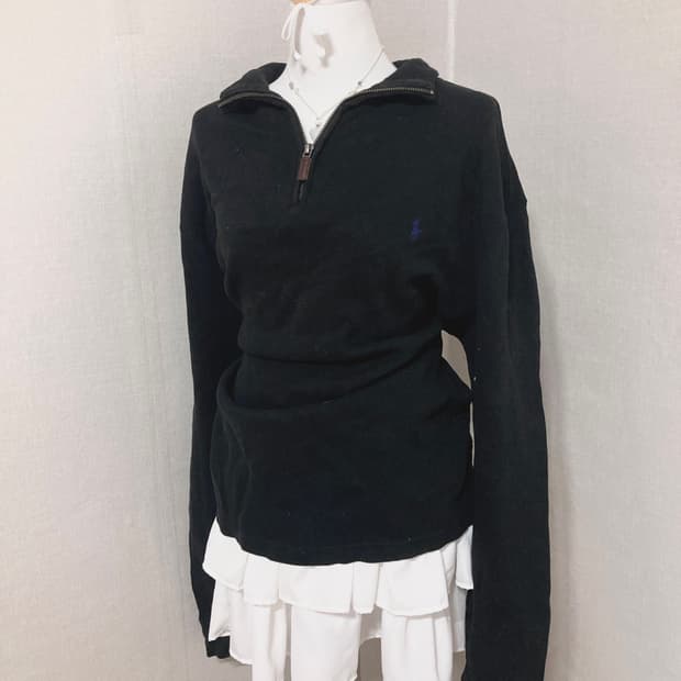 폴로 검정 니트 반집업 XL