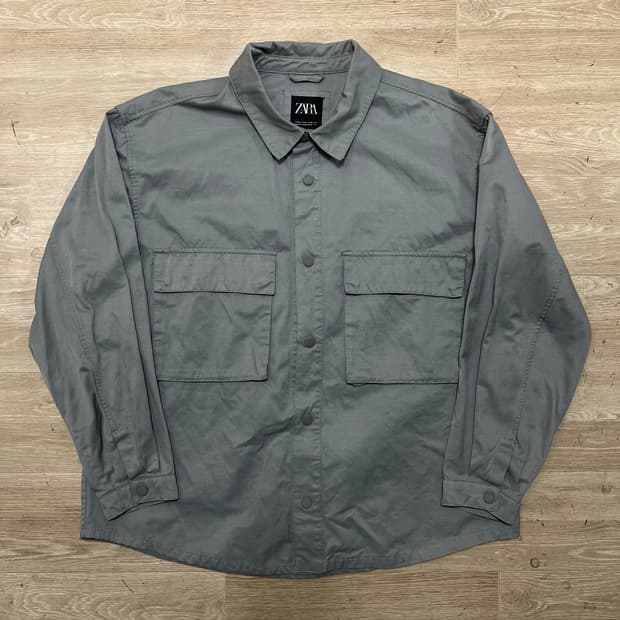 자라 오버사이즈 빅포켓 트러커 자켓 [그레이] XL/105