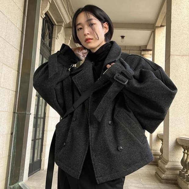 2plan 벌룬 크롭 코트