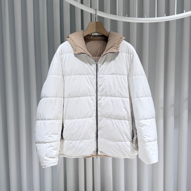 (B/L) / 브루넬로 쿠치넬리 리버시블 다운 패딩 자켓 화이트 브라운