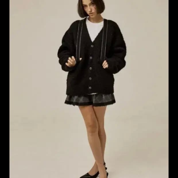 쓰리타임즈 푸들 가디건 블랙