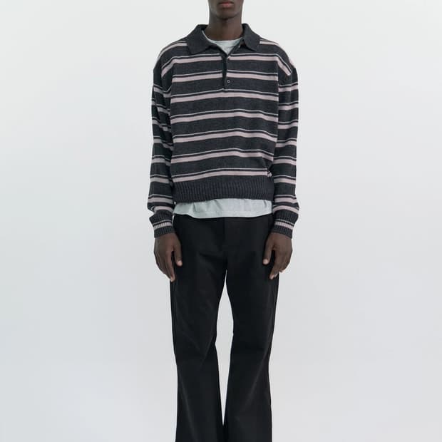 윈더 스트라이프 폴로 니트