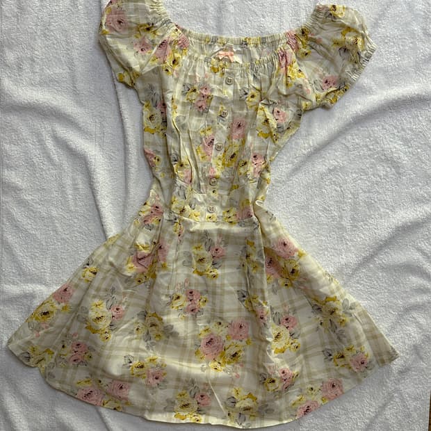 빈티지 리즈리사 플라워 라떼 리본 원피스 히메갸루 아일릿 히메카지 로걀