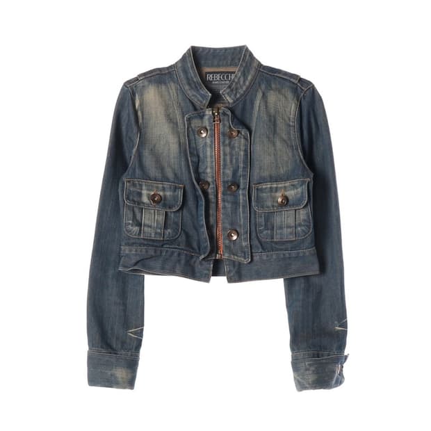 레베키진 꾸뛰르 빈티지 크롭 데님 자켓