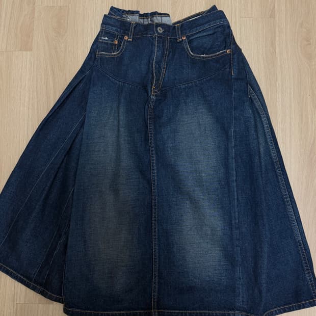 준야 와타나베 비대칭 데님 스커트