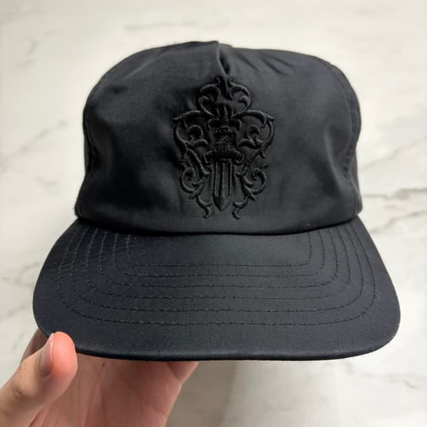 레어) 90s 올드 크롬하츠 나일론 대거 자수 캡 모자 블랙 OS