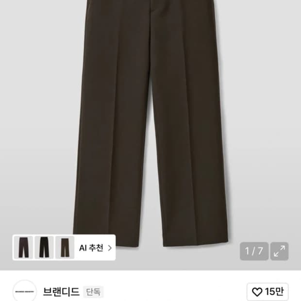 브랜디드 203 솔리드 실루엣 와이드 팬츠 브라운