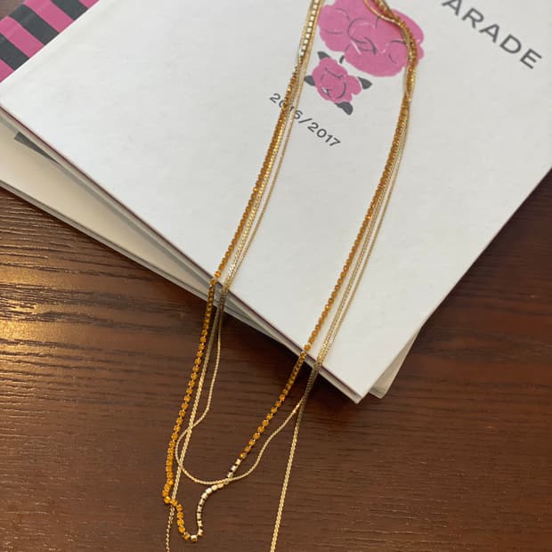 빈티지ㅜ골드 큐빅 레이어드 목걸이