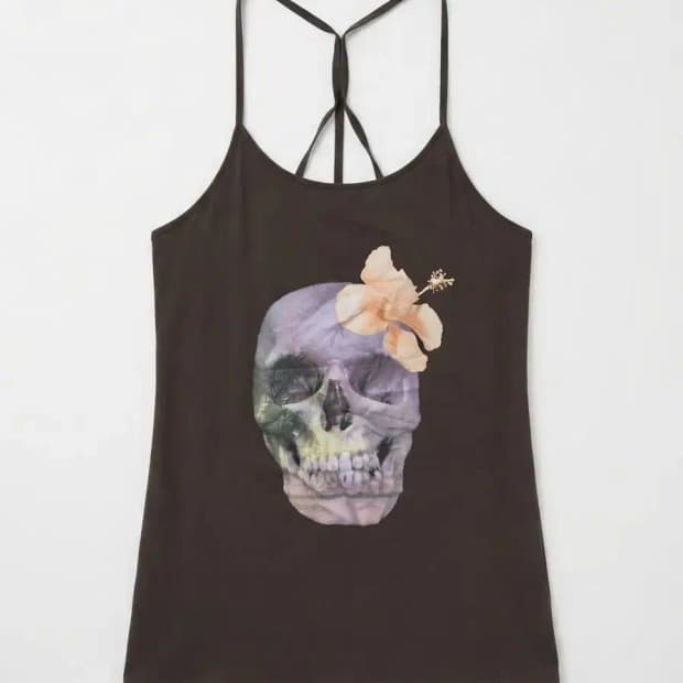 WILDFOX 해골 프린팅 슬리피스 S