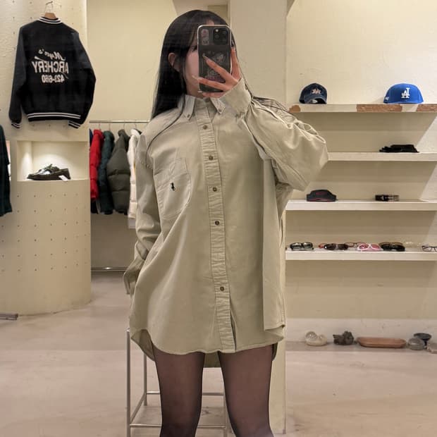 폴로 랄프로렌 클래식핏 베이지 버튼다운 셔츠 U907