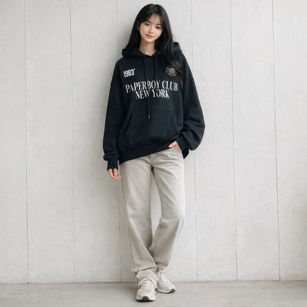 페이퍼보이 클럽 뉴욕 블랙 후드티