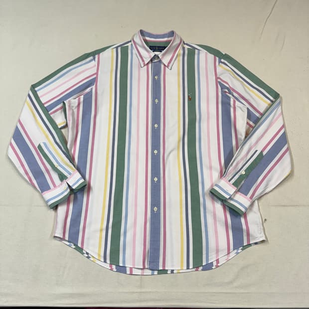 XL) 폴로 랄프로렌 멀티 컬러 옥스포드 셔츠 신형 큐알탭