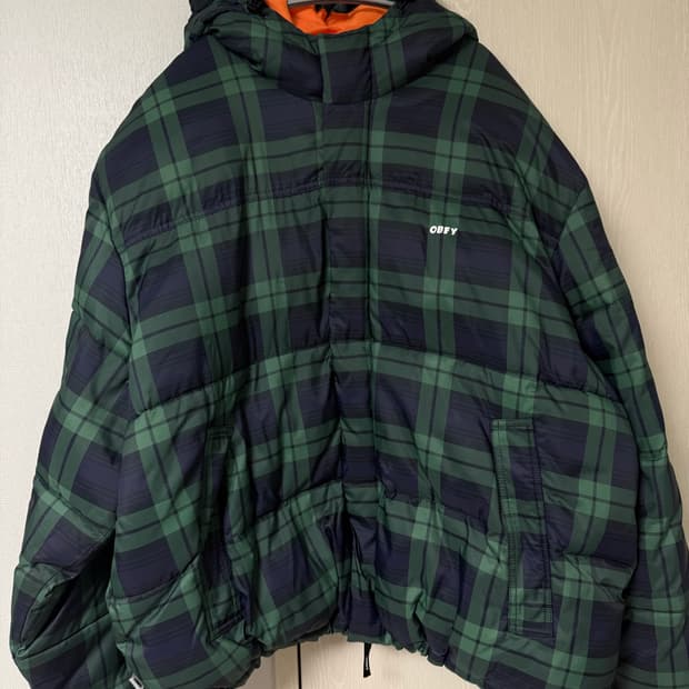 오베이 체크 패딩 xxl 2xl
