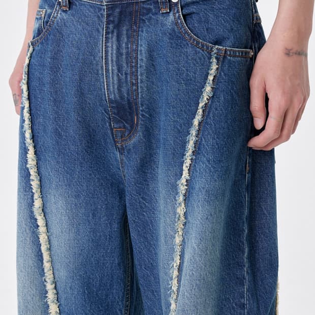 노운 wave cut denim pants