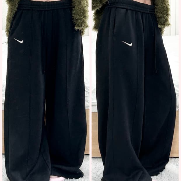 나이키 스우시 블랙 와이드 팬츠
