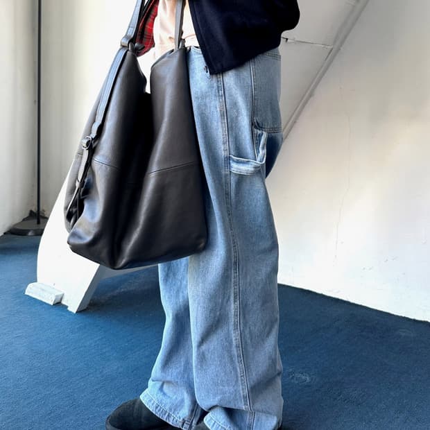 Denim wide design painter pants