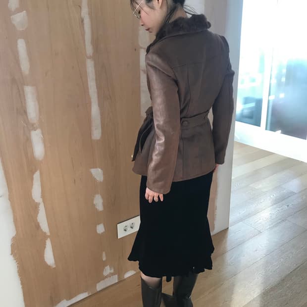 vintage button fur jacket