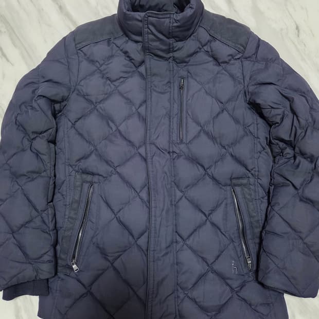 헤지스 스웨이드 배색 퀼팅 다운 자켓