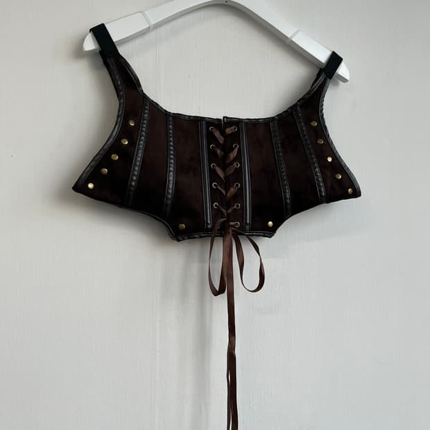 가죽 코르셋 레이어드 탑