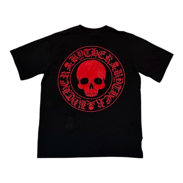 바이더알 크롬깔 스컬 프린팅 티셔츠 블랙