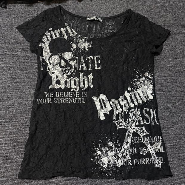 와이즈걸 빈티지 펑크 시스루 반팔