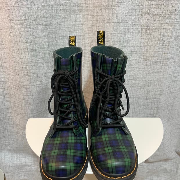 닥터마틴 레인부트 타탄체크 그린