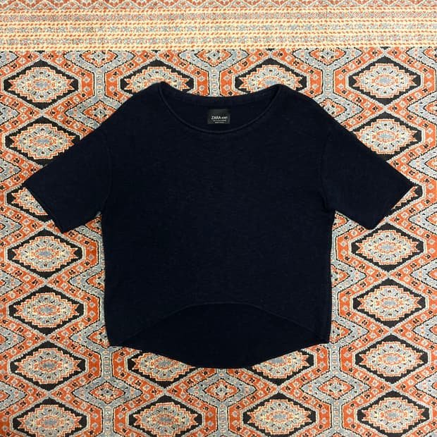 자라 네이비 반팔 니트 여성S