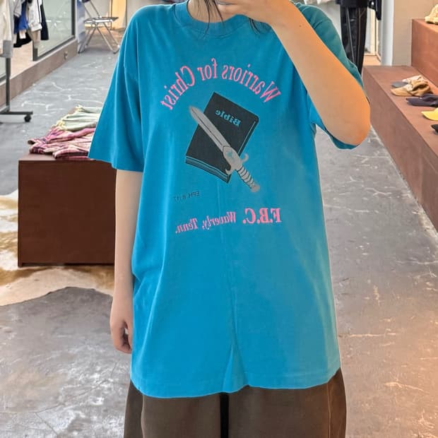 Fruit of the Loom 빈티지 그래픽 스카이 반팔 H3185