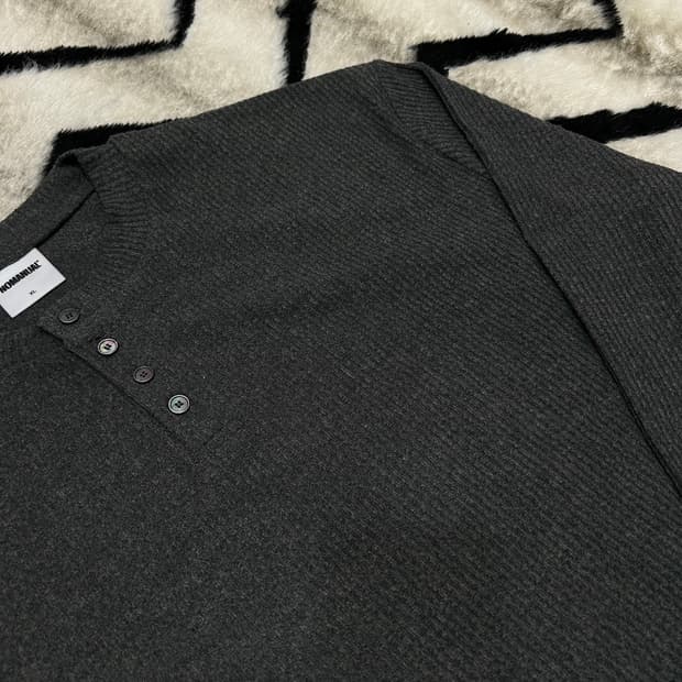 [XL]노매뉴얼 헨리넥 니트 롱슬리브/차콜