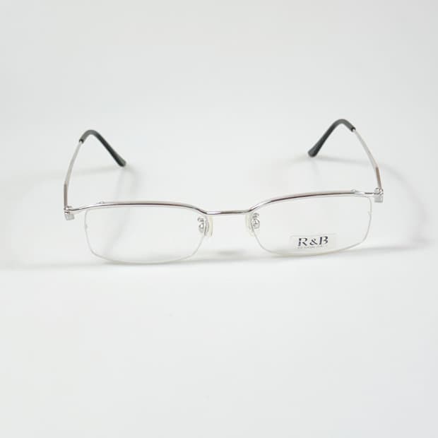 R&B EYEWEAR 실버 메탈 반무테 스퀘어 빈티지 안경