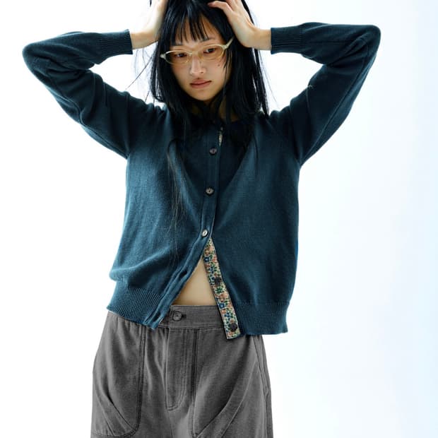 코이세이오 FLOWER PLACKET CARDIGAN NAVY