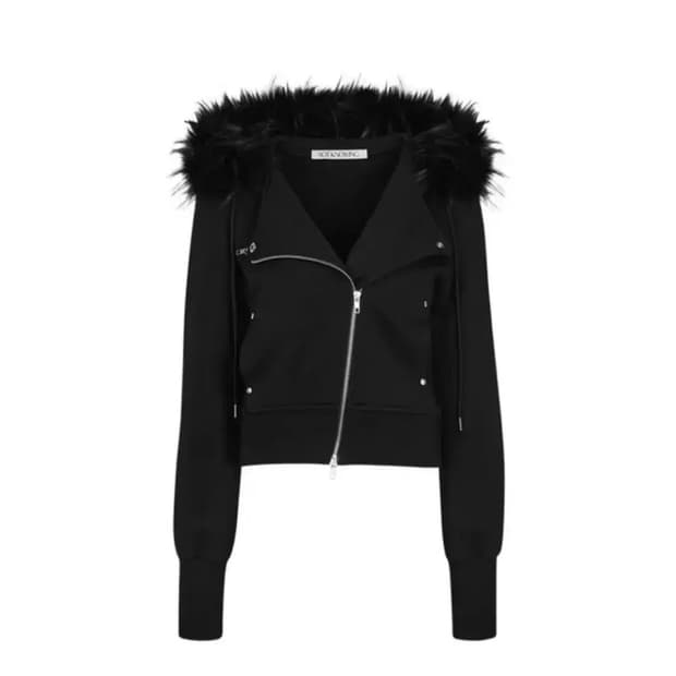 낫노잉 퍼 후드 라이더 자켓 블랙