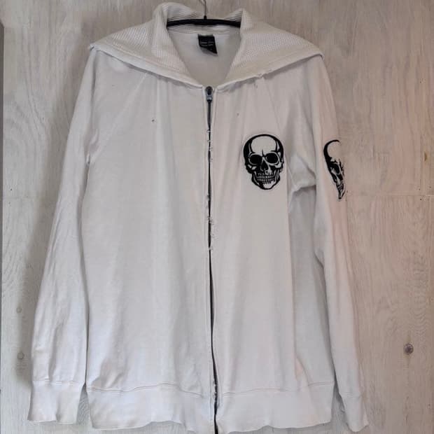 04SS 넘버나인 더블 스컬 지퍼 후디 화이트