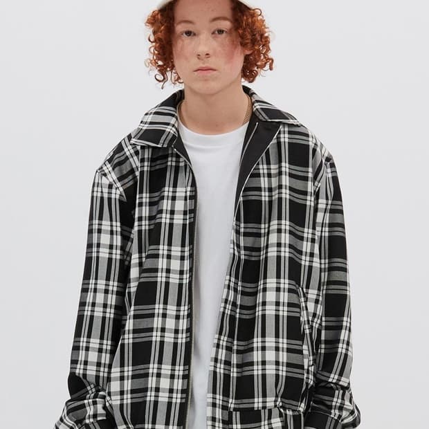 리버시블 플레이드 블루종