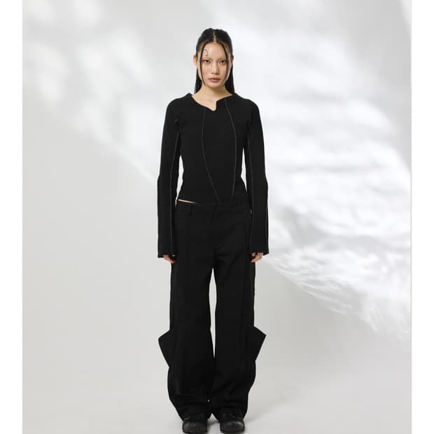 Mystephenm 와이드 팬츠 블랙