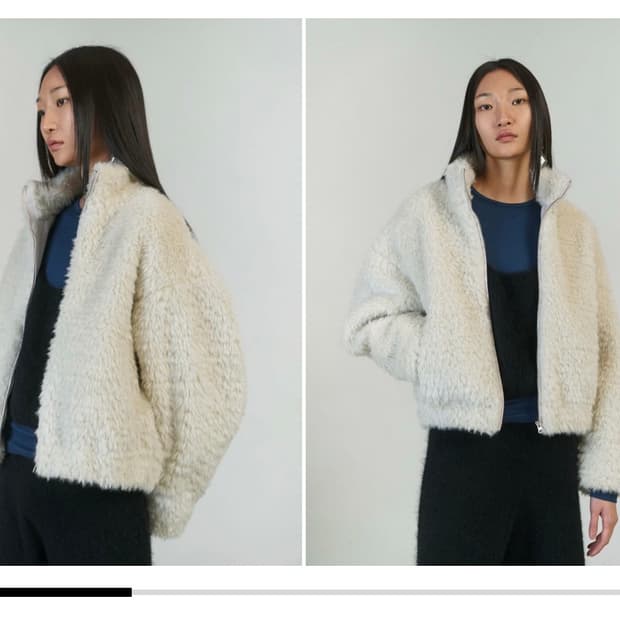 아모멘토 헤어리퍼자켓 아이보리